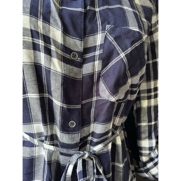 NEW Motherhood Maternity Plaid Shirt Dress Women's Size Small Blue Soft Flannel - Picture 8 of 9